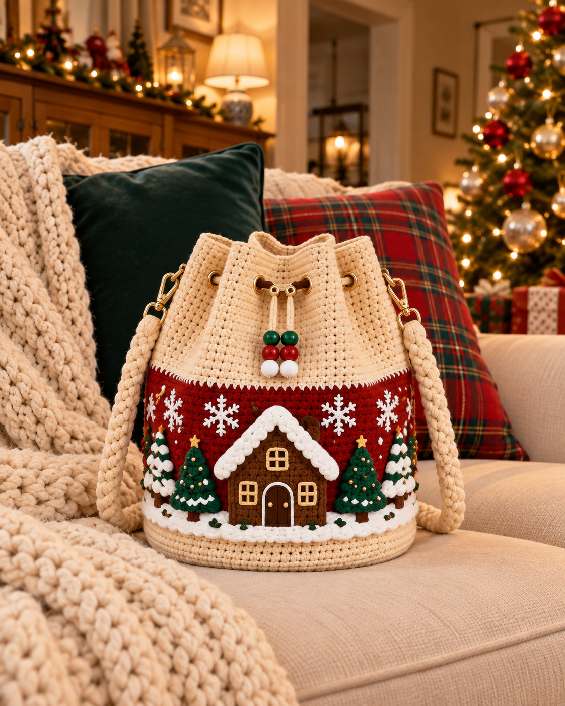 The Cozy Christmas Drawstring Bag